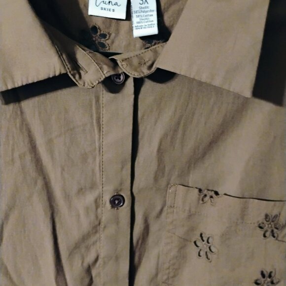 Chocolate Brown Size 3X Long Sleeve Blouse - Picture 5 of 8